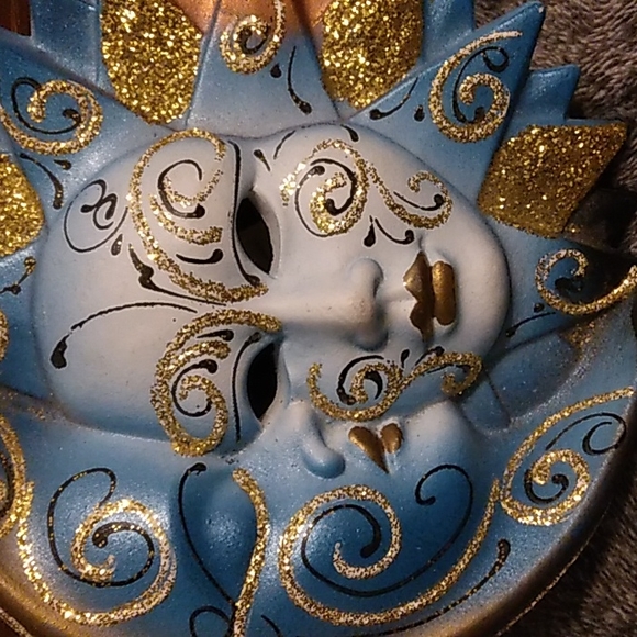 Authentic Maschera del Galeone Mask Sun  and Moon  Ornament - Picture 2 of 7